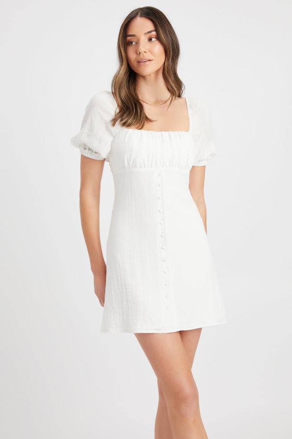 kookai Hayman Button Mini Dress White