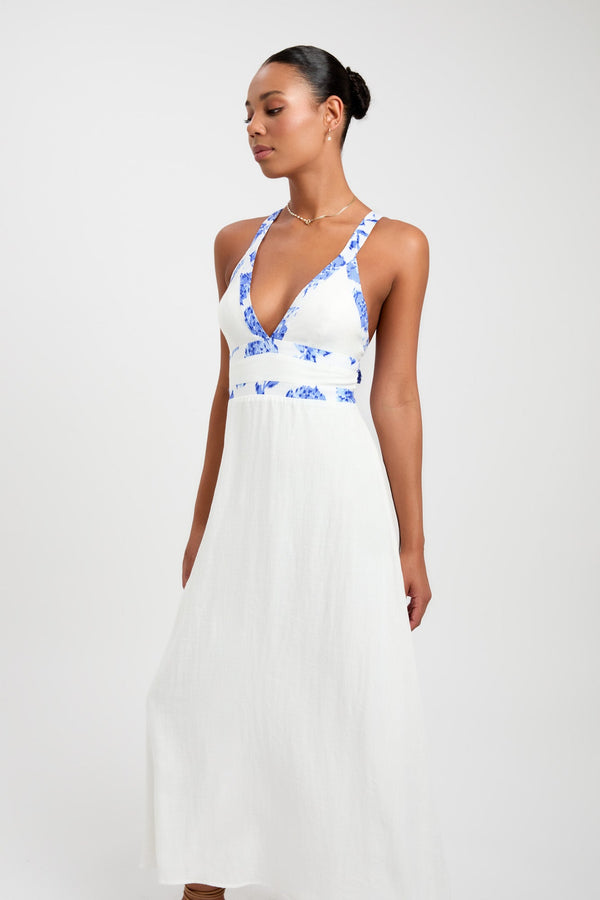 Kookai Hayman Contrast Midi Dress White