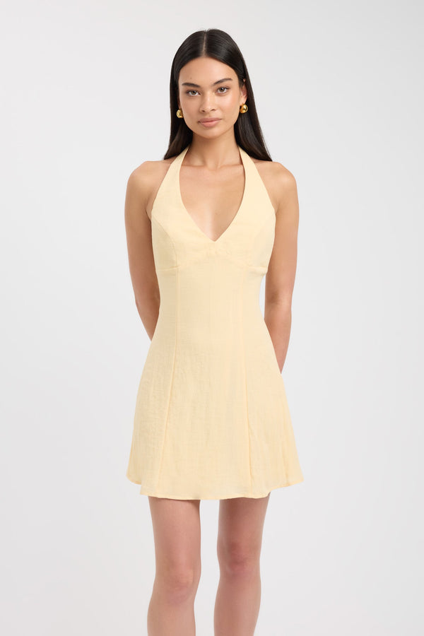 Kookai Hayman Halter Mini Dress Custard