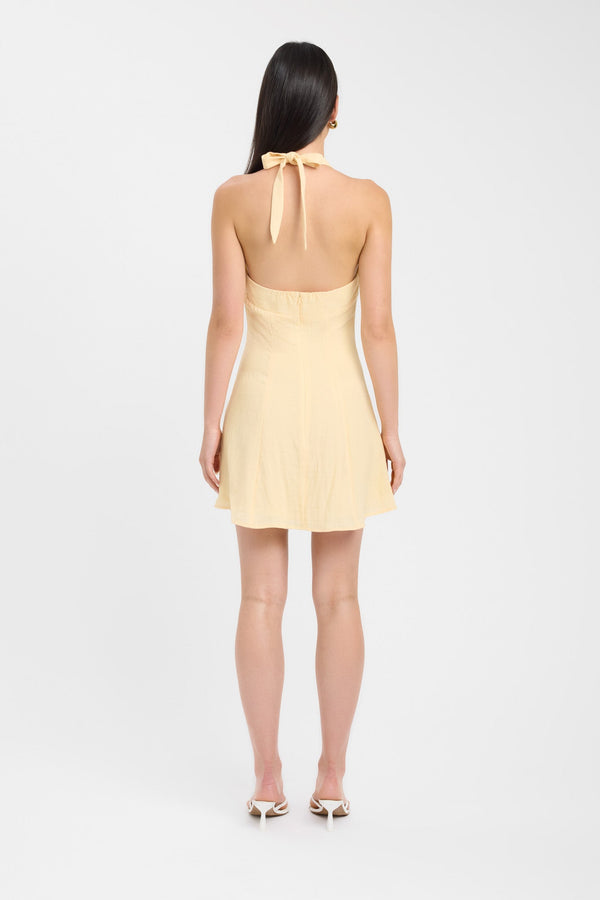 Kookai Hayman Halter Mini Dress Custard