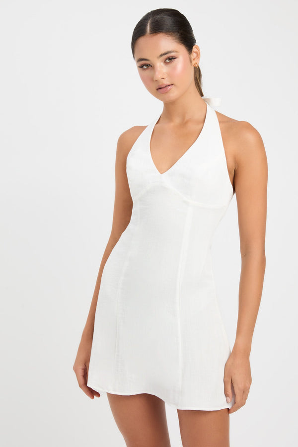 kookai Hayman Halter Mini Dress White
