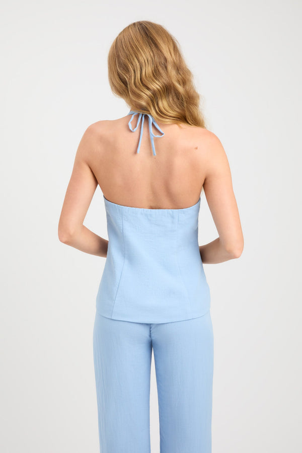 Kookai Hayman Long-Line Vest Soft Blue