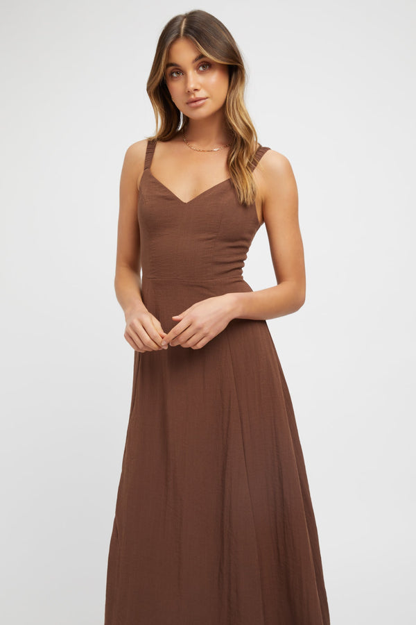 Kookai Hayman Midi Day Dress Chocolate