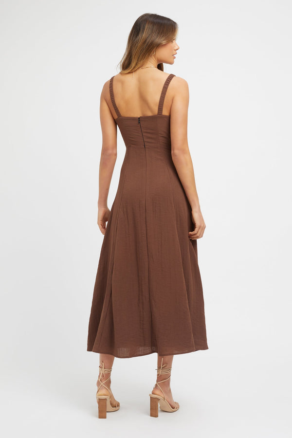 Kookai Hayman Midi Day Dress Chocolate