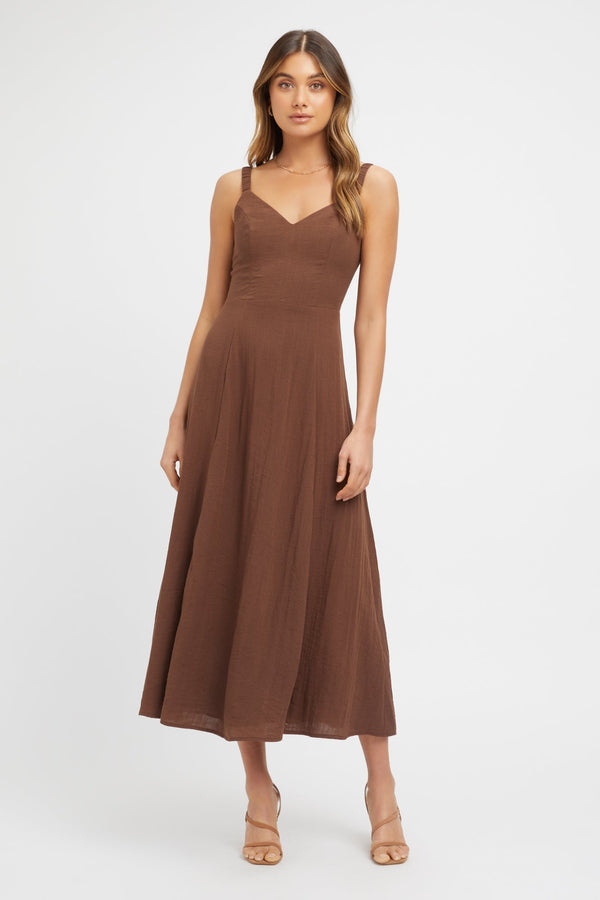kookai Hayman Midi Day Dress Chocolate