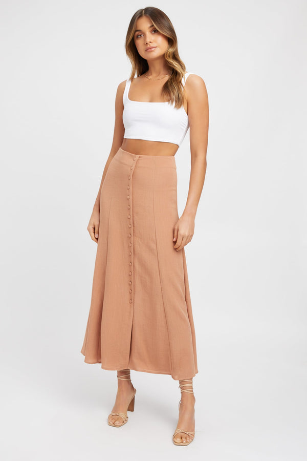 Kookai Hayman Midi Skirt Natural Sand