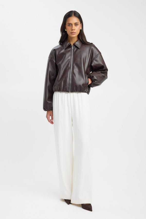 Kookai Heavy Phoenix Bomber Jacket Dark Chocolate