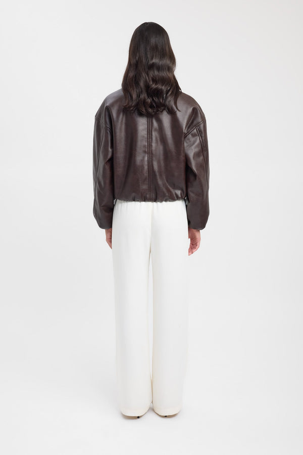 Kookai Heavy Phoenix Bomber Jacket Dark Chocolate