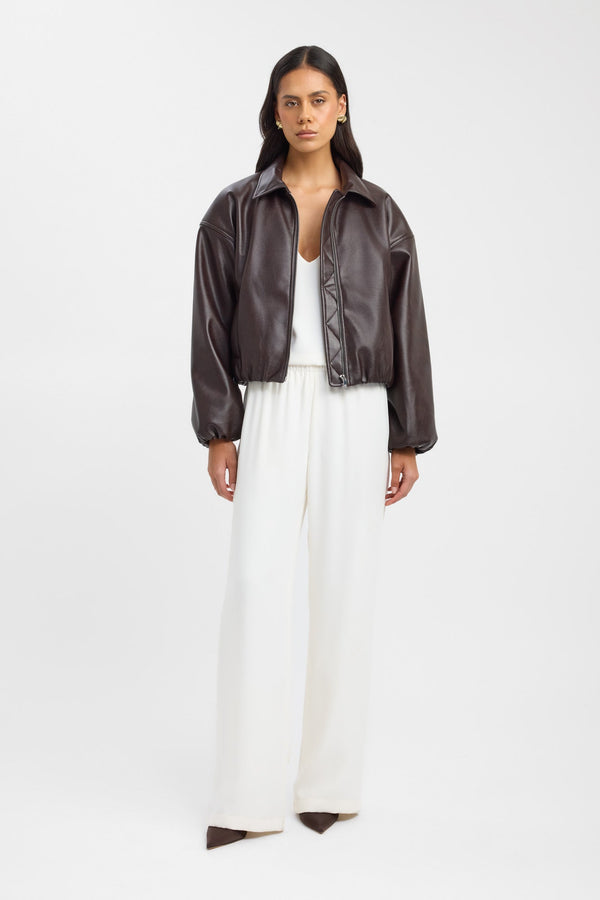 kookai Heavy Phoenix Bomber Jacket Dark Chocolate
