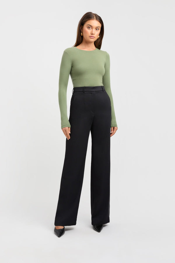 kookai High Crew Top Basil Green