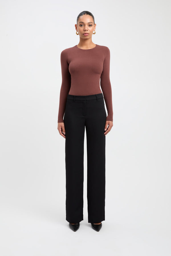 kookai High Crew Top Brown Stone