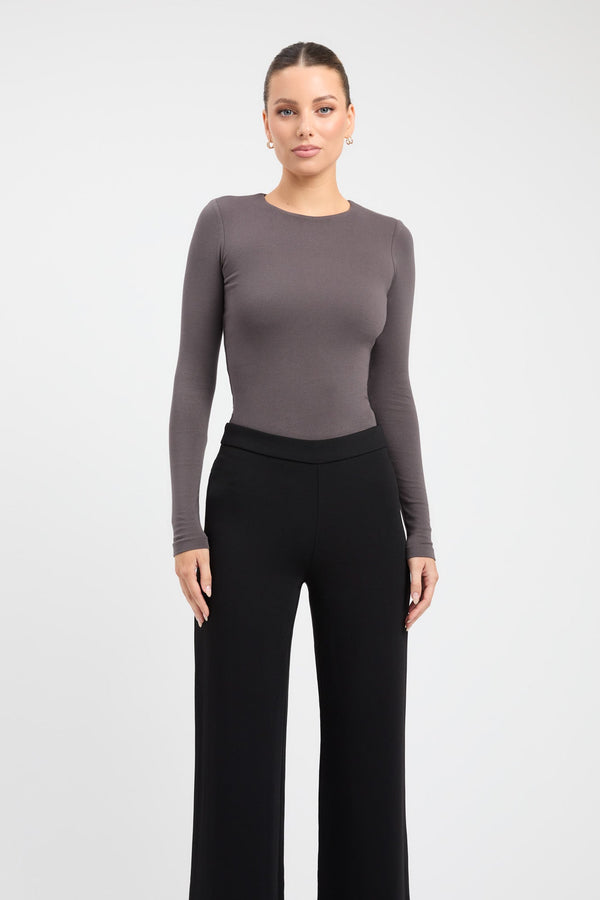 Kookai High Crew Top Charcoal