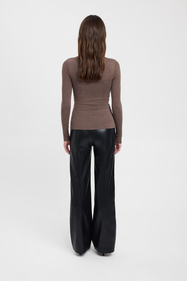 Kookai High Crew Top Cocoa Marle