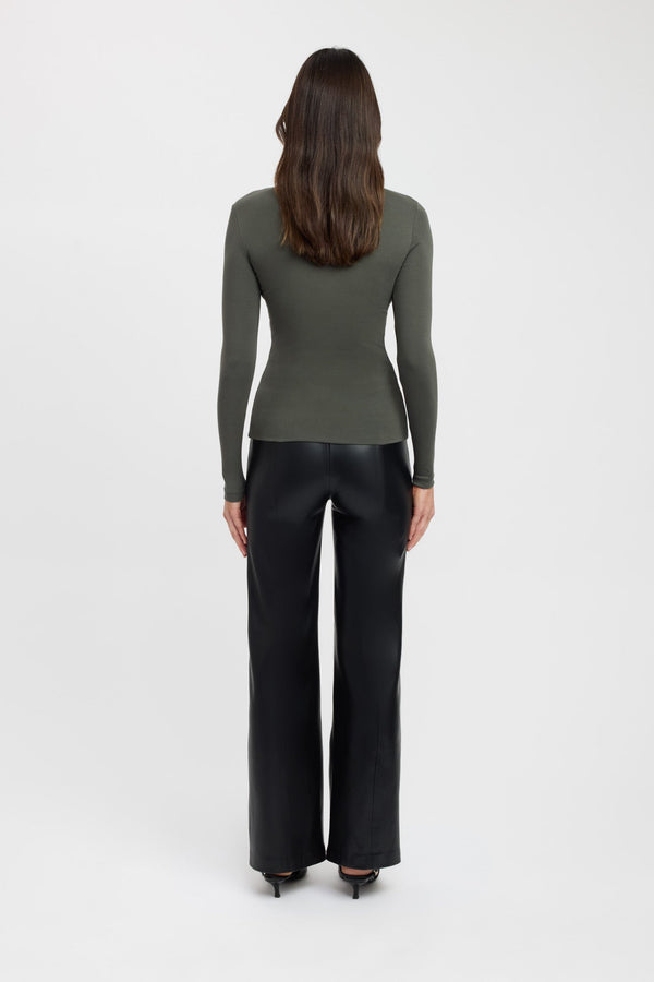 Kookai High Crew Top Deep Khaki