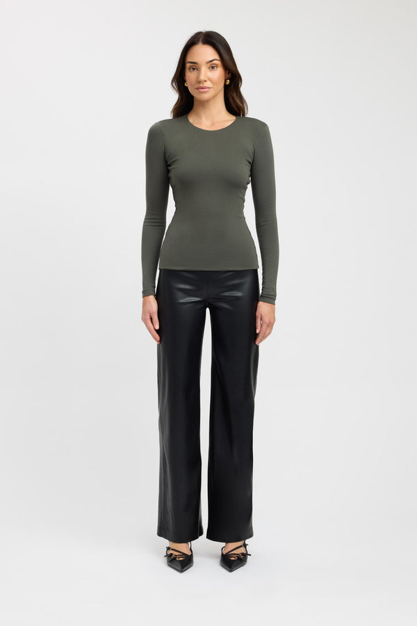 kookai High Crew Top Deep Khaki