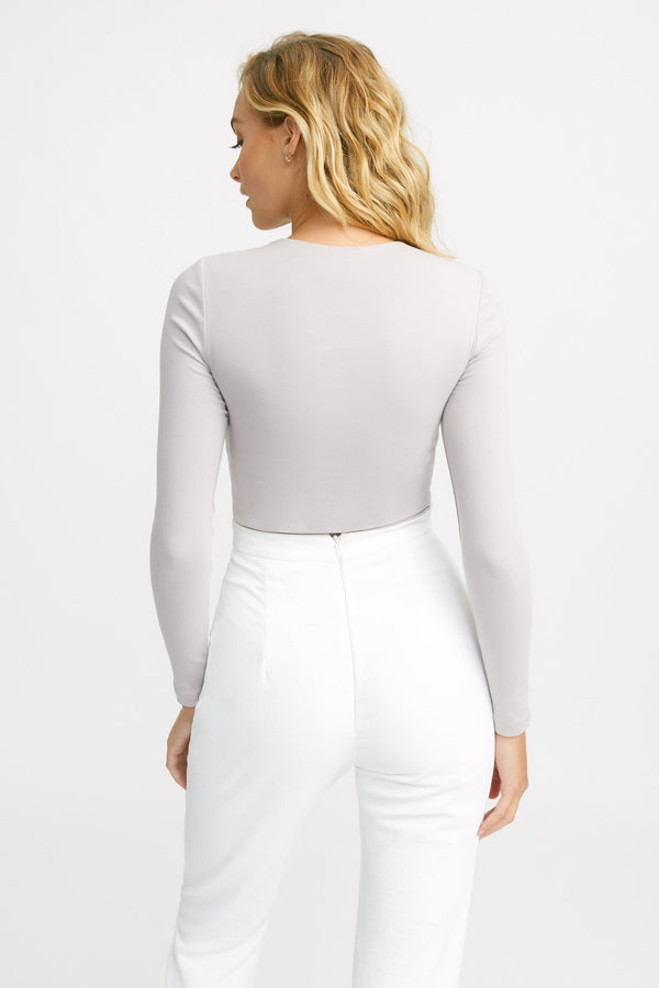 Kookai High Crew Top Gull Grey