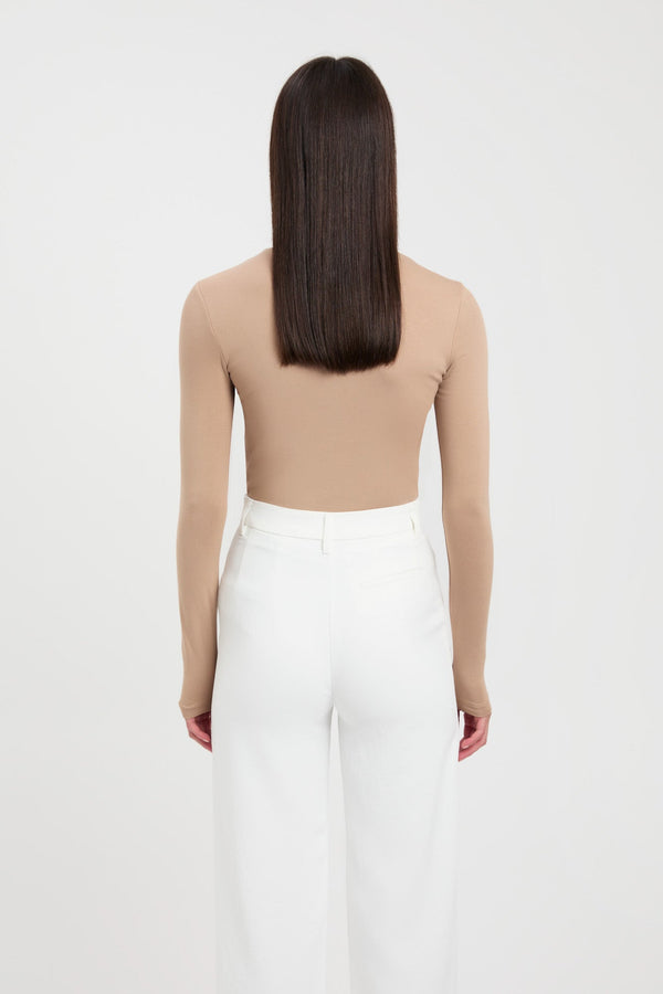 Kookai High Crew Top Iced Latte