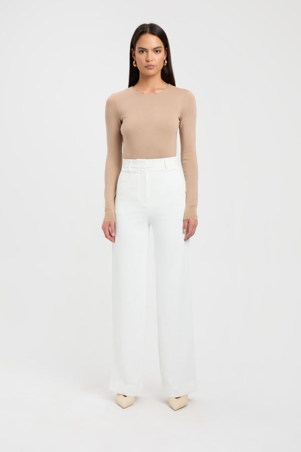 kookai High Crew Top Iced Latte