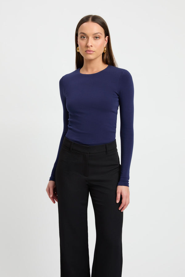 Kookai High Crew Top Navy Night