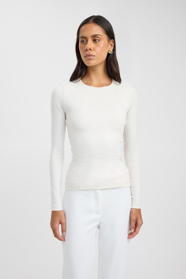 Kookai High Crew Top Snow Marle