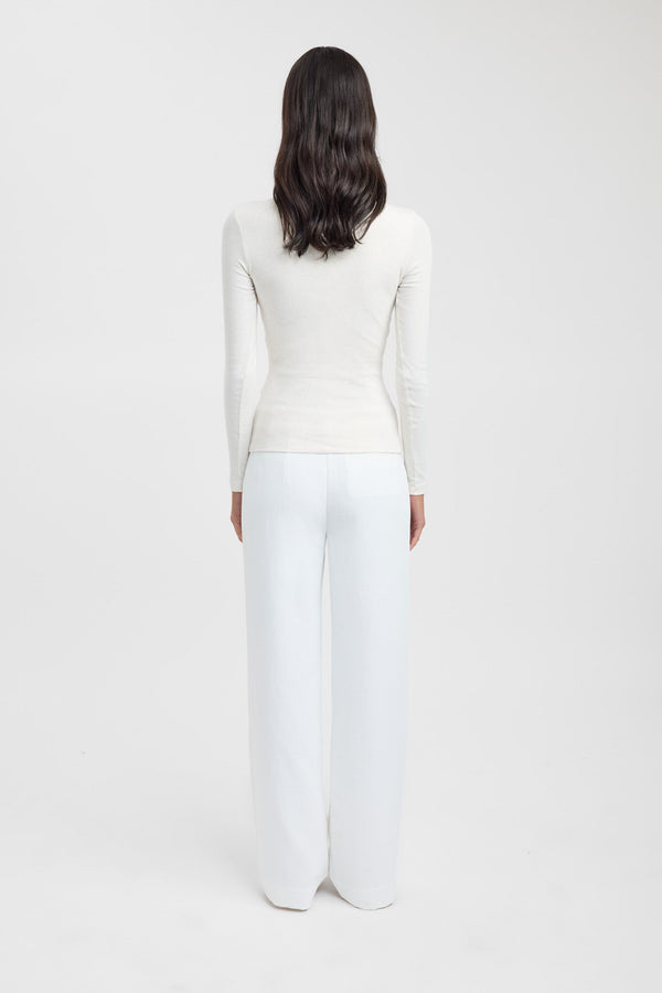 Kookai High Crew Top Snow Marle