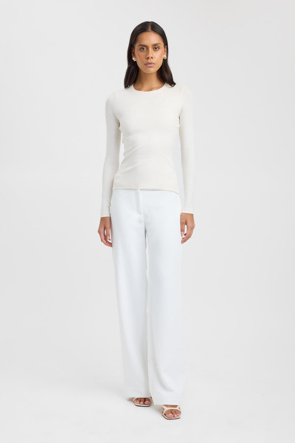 kookai High Crew Top Snow Marle