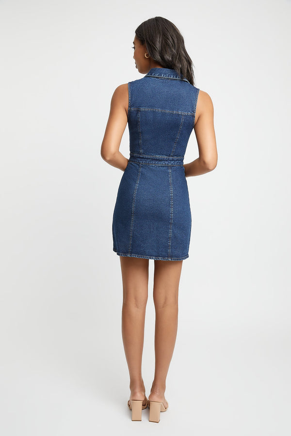 Kookai Highlands A-Line Mini Dress Dark Indigo