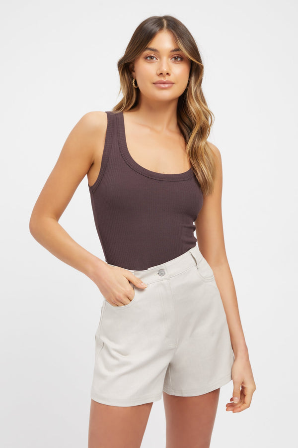 kookai Icon Scoop Tank Dark Mahogany