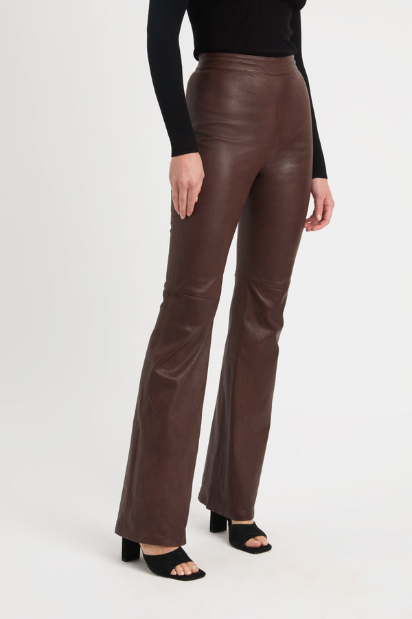 Kookai Iona Leather Pant Dark Chocolate