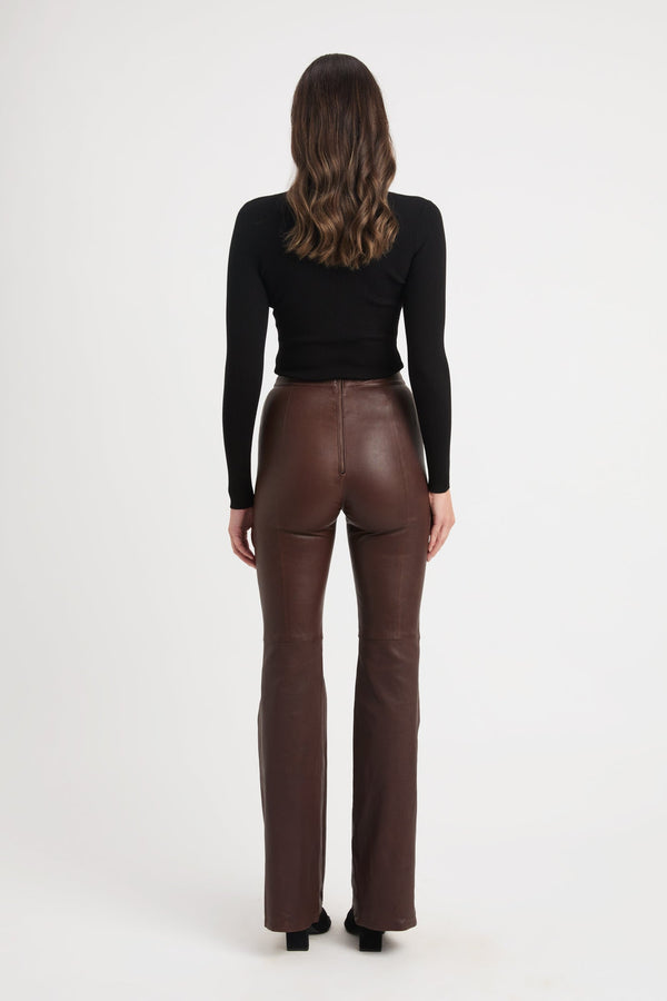 Kookai Iona Leather Pant Dark Chocolate