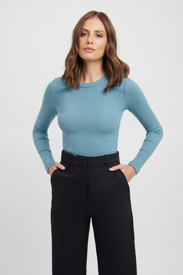 kookai Ivy Long Sleeve Top Blue Haze