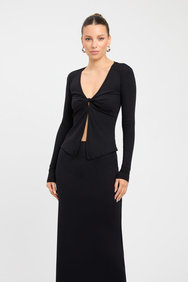 Kookai Izzy Long Sleeve Top Black