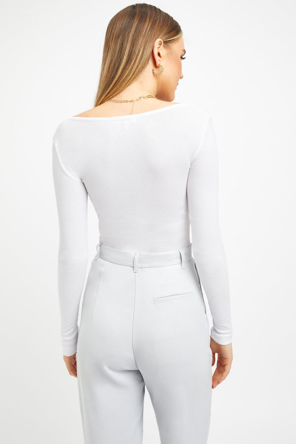 Kookai Jada Vee Long Sleeve Top White