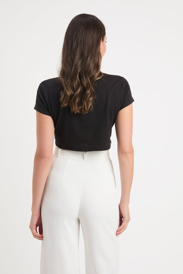 Kookai Jasmin Crop Tee Black