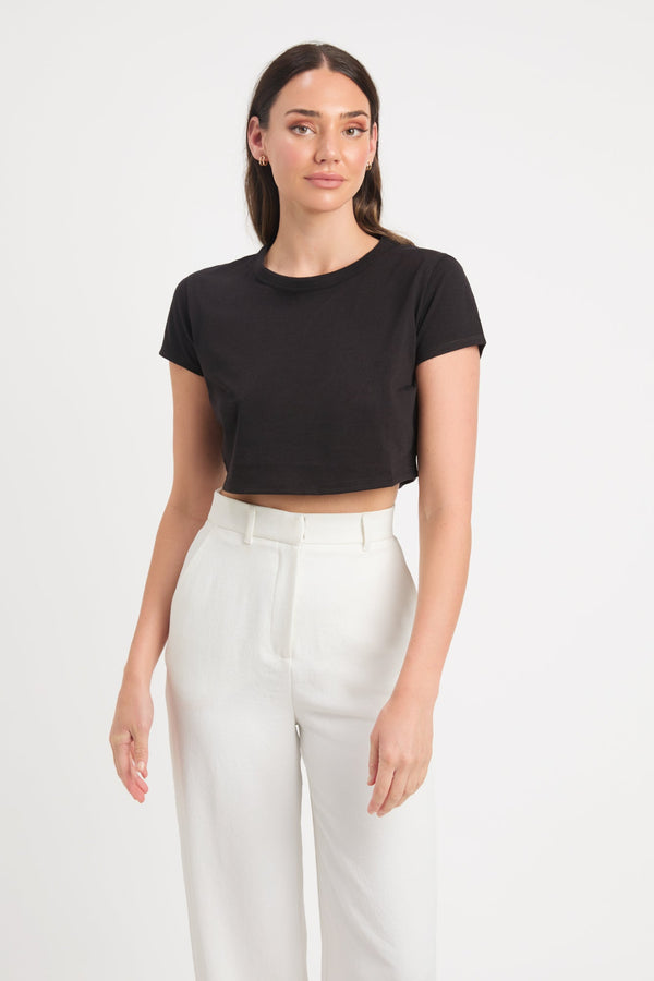 kookai Jasmin Crop Tee Black