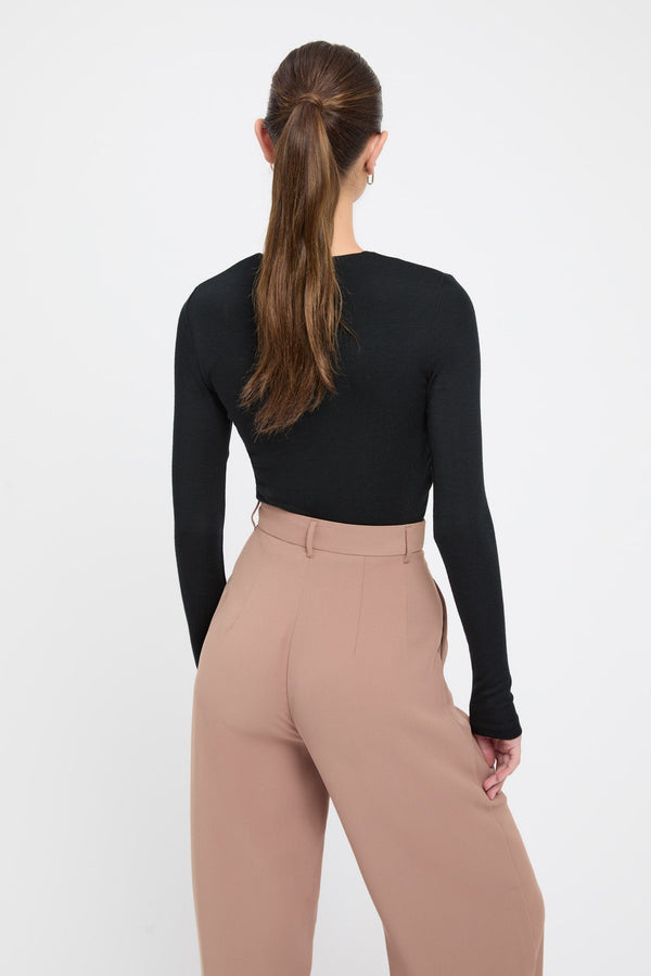 Kookai Jaspa Long Sleeve Top Black