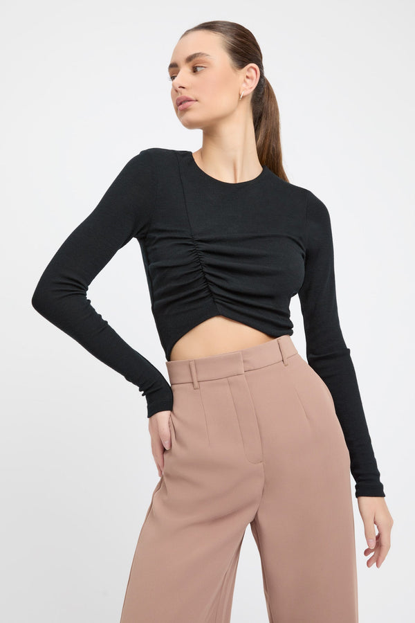 kookai Jaspa Long Sleeve Top Black