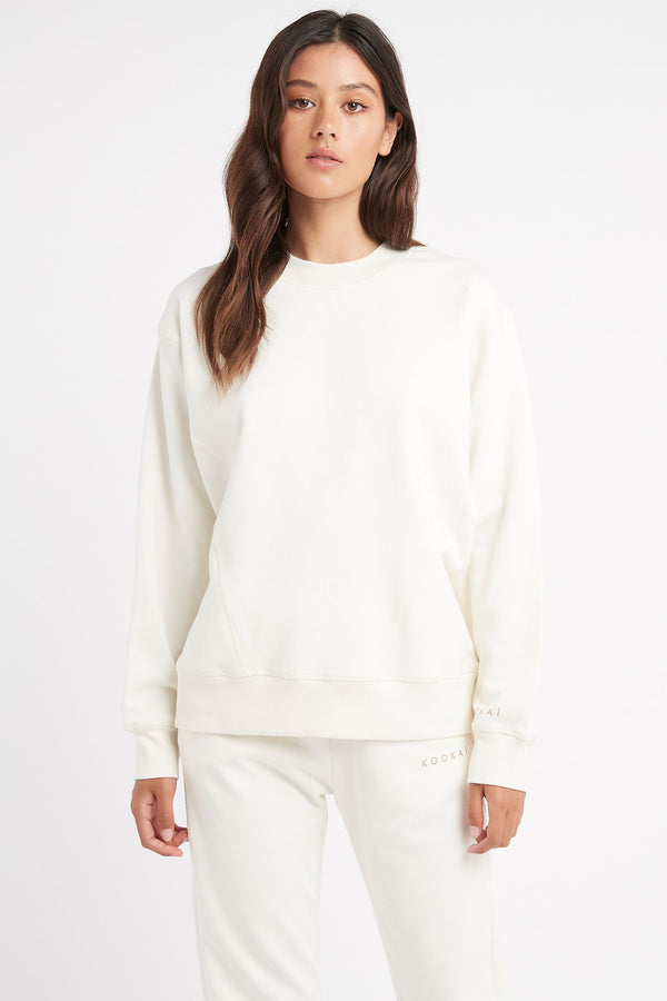 kookai Jenna Logo Sweater Gardenia White