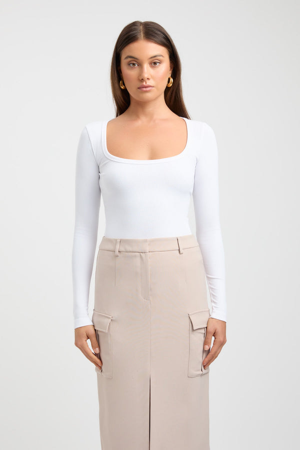 Kookai Jenner Long Sleeve Top White