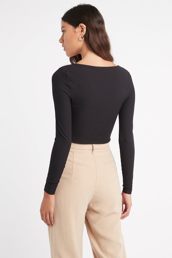 Kookai Josie Long Sleeve Crop Black