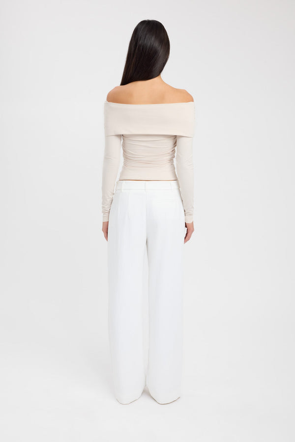 Kookai Kalia Long Sleeve Top Macadamia
