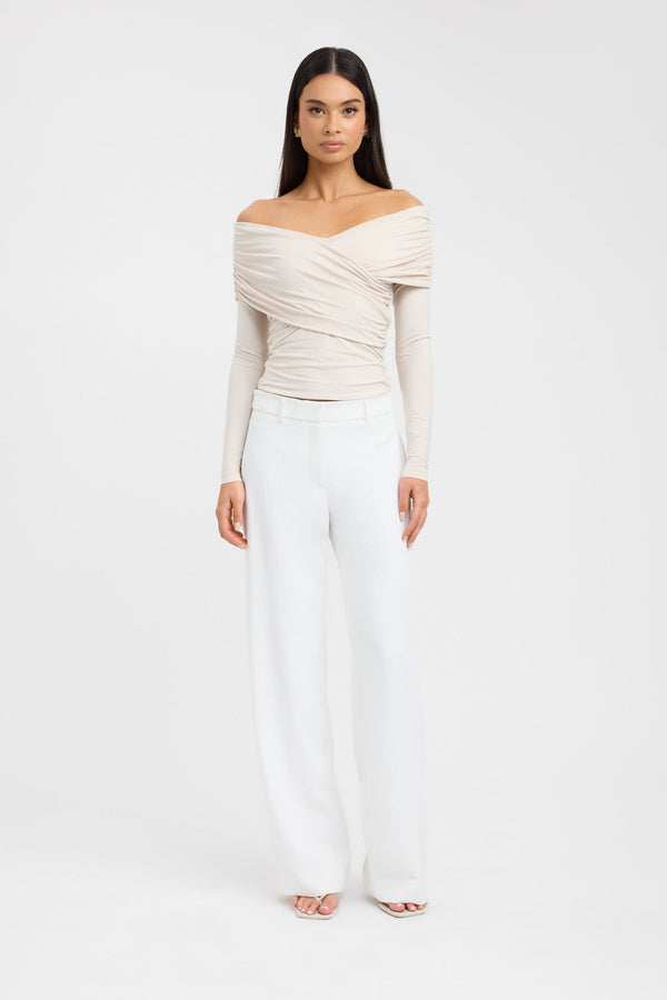 kookai Kalia Long Sleeve Top Macadamia