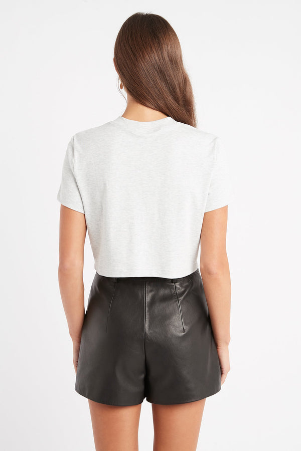 Kookai Karlie Crop Tee Light Grey Marle