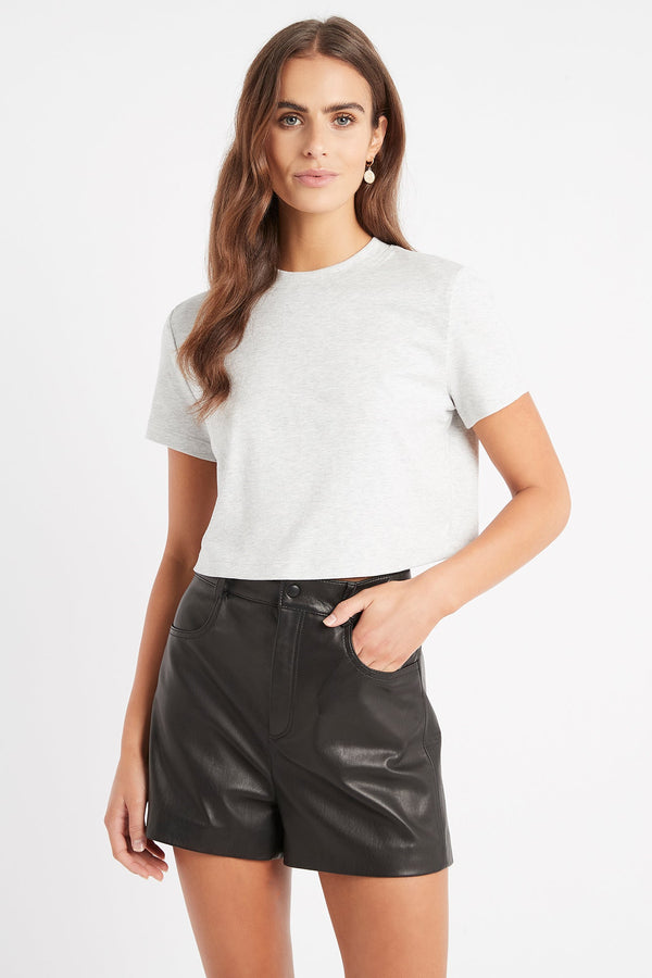 kookai Karlie Crop Tee Light Grey Marle