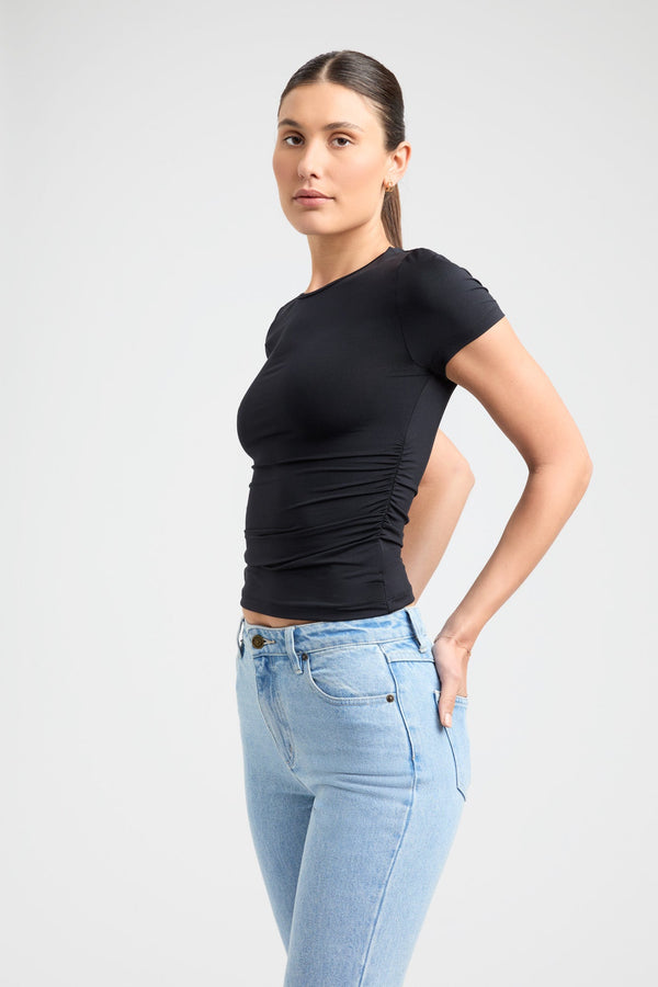 Kookai Kate Rouched Tee Black