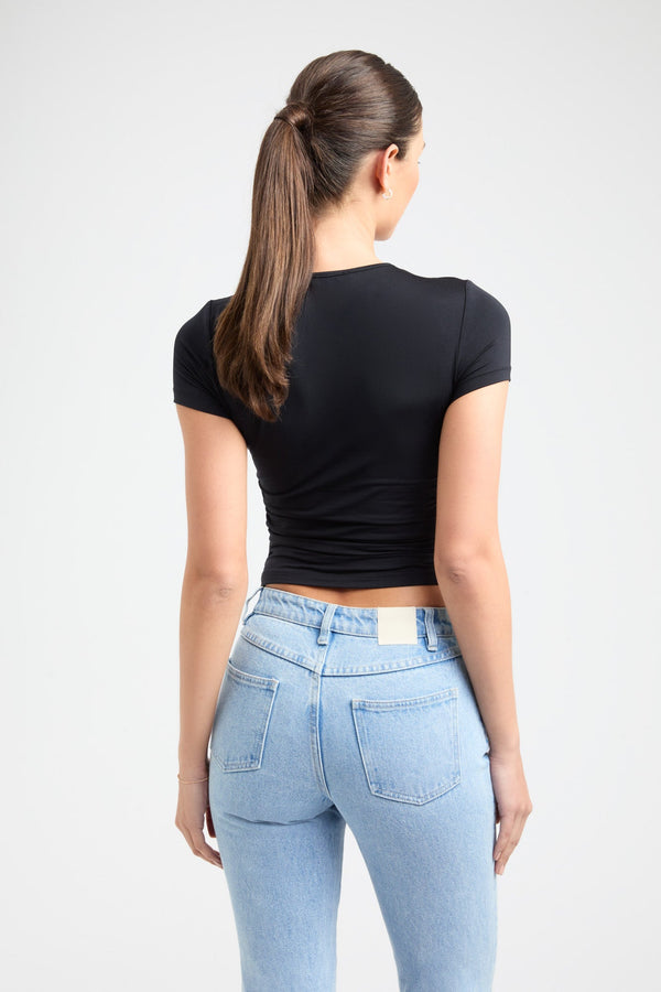 Kookai Kate Rouched Tee Black