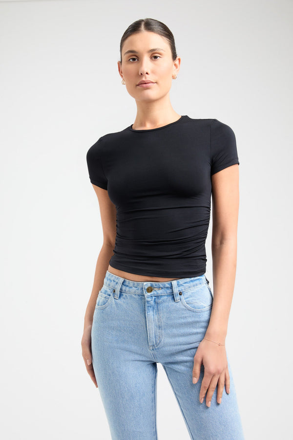 kookai Kate Rouched Tee Black