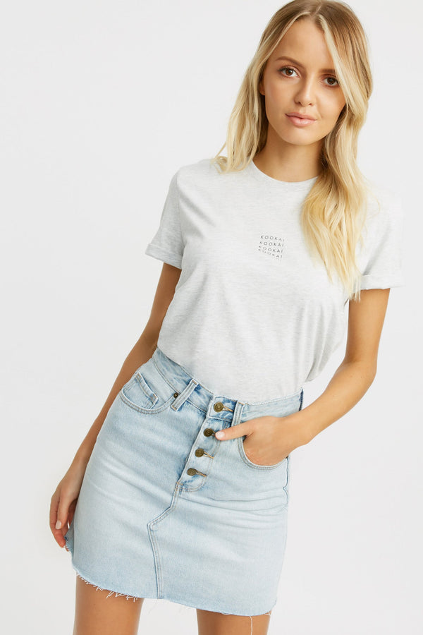 kookai Kookai Emblem Tee Light Grey Marle