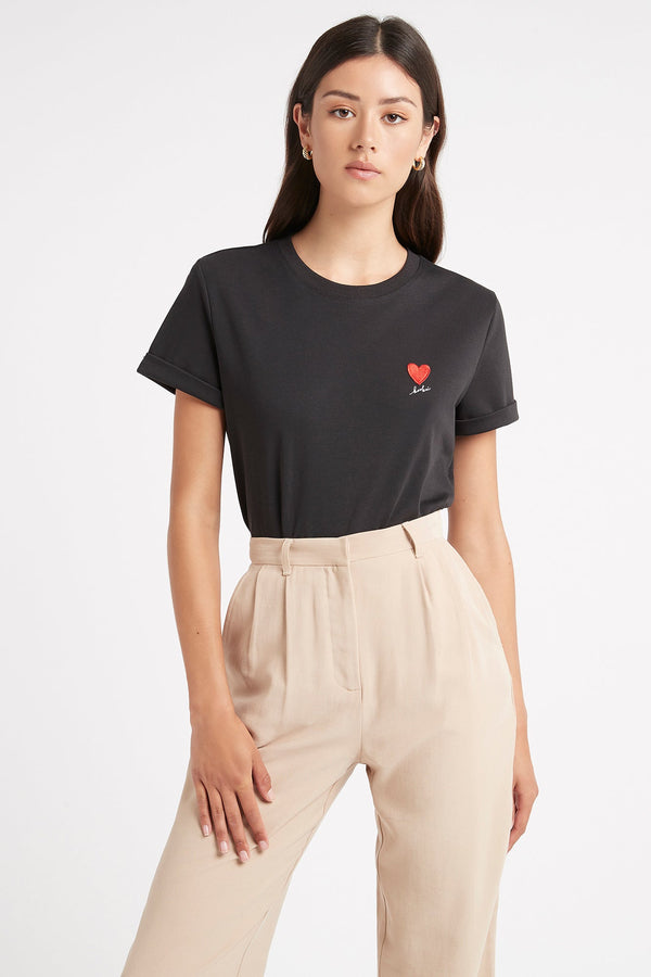 kookai Kookai Heart Patch Tee Black