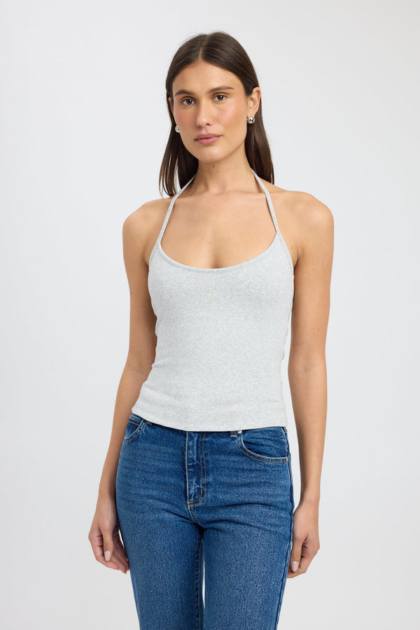 Kookai Kristy Scoop Tank Dark Grey Marle